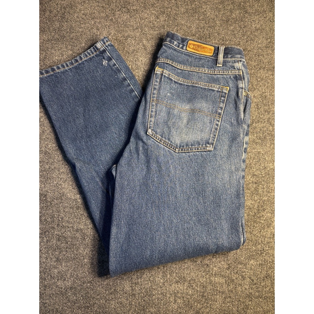 Columbia Jeans Mens 32 Blue‎ Denim Faded Medium Wash Straight Leg Double Stitch